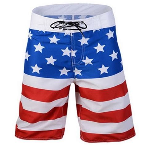 Mens Red White And Blue Flag Long Board Shorts Instyle Fashion