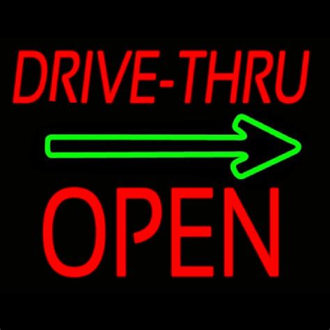 Custom Drive Thru Block Open With Green Arrow Neon Sign Usa Custom
