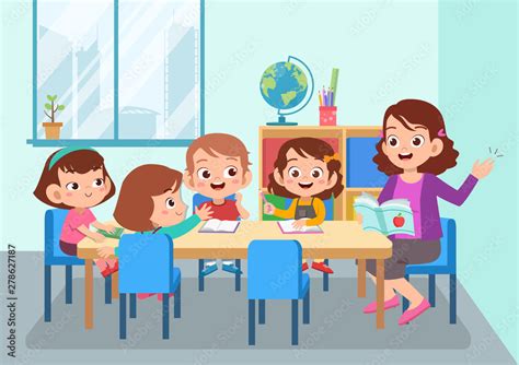 Teacher With Student Vector Illustration Isolated Stock Vector Adobe