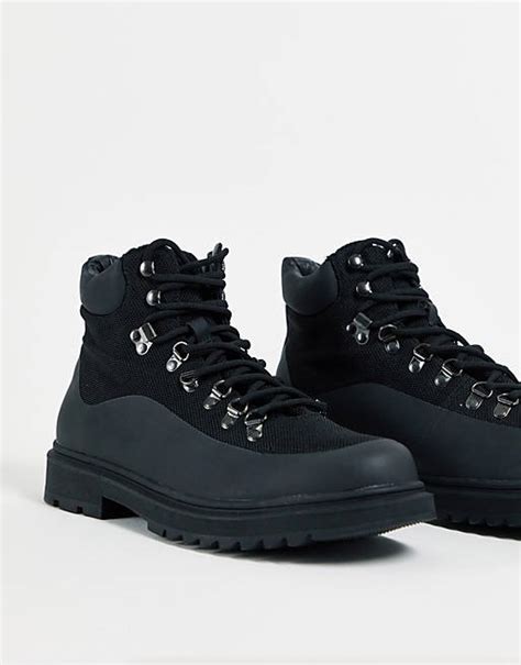 new look hiker boots in black asos