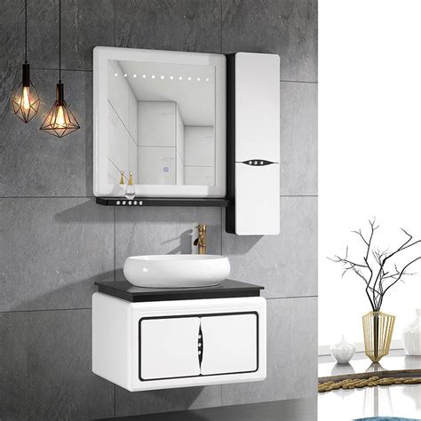New Design Wall Mounted White Corner Pvc Bathroom Wash Basin Cabinet Bath Vanity China