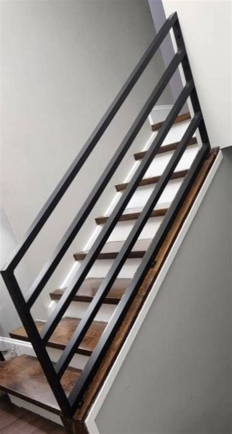 Hand Crafted Modern Metal Stair Railing Knee Wall Contemporary Steel