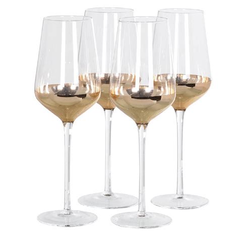Set Of Four Copper Plated White Wine Glasses By The Orchard