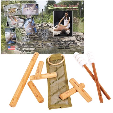 Warm Bamboo Stick Set And Dvd Bamboo Massage Tools