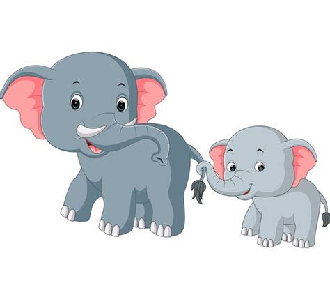 Elefante Y Bebé Elefante De Dibujos Animados Vector Premium