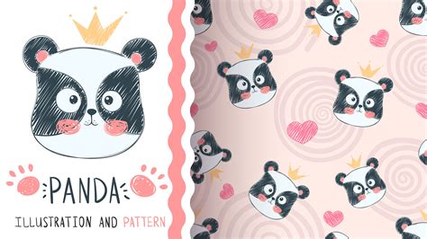 Cute Panda Illustration Seamless Pattern 456933 Vector