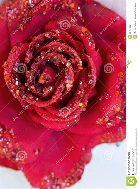 Red Rose With Glitters Stock Photo Image Of Gemstone 38751832