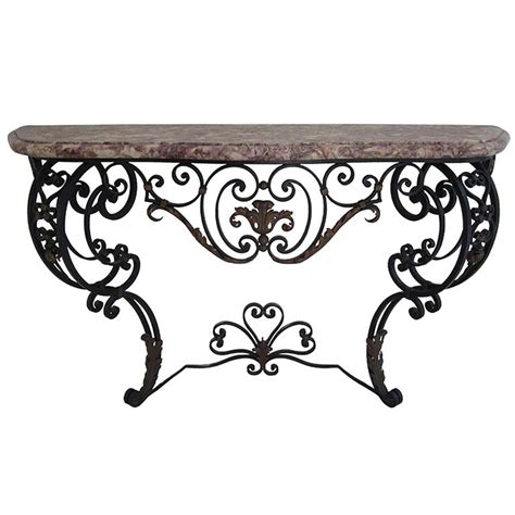 French Wrought Iron Console With Marble Top In 2022 Wrought Iron