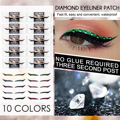 3 Pairs Diamond Eyeliner Sticker Eyelid Line Stick Shine Reusable Cat