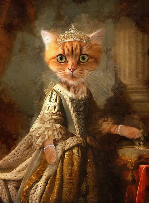 Ginger Royal Cat Princess Portrait Digital Art By Milly May Fine Art