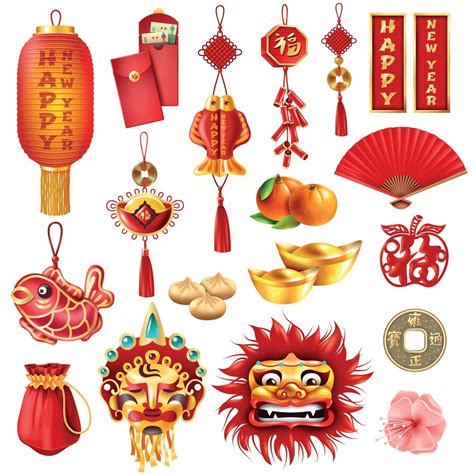 Chinese New Year Set Vector Illustration 2907231 Vector Art At Vecteezy