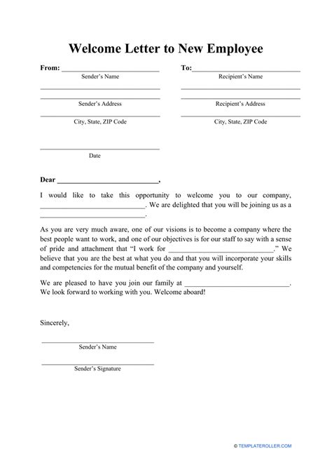 Welcome Letter To New Employee Template Fill Out Sign Online And