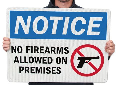 No Firearms Allowed On Premises Sign With Gun Graphic Sku S 4298