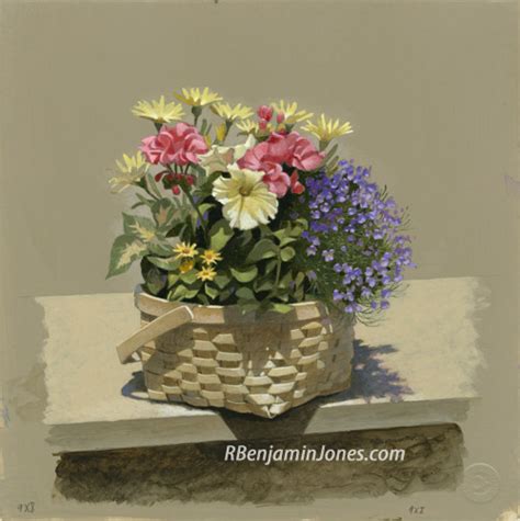 Basket Of Flowers Painting Print
