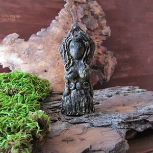Triple Moon Goddess Figurine Horned God Cernunnos Statue Set