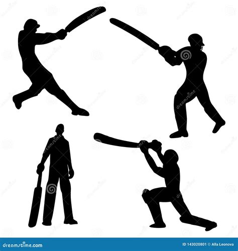 Silhouette De Joueurs De Cricket Batteur Et Lanceur Illustration De