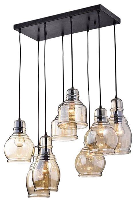 Mariana Antique Black Cognac Glass Cluster 3 Light Pendant Antique Poster