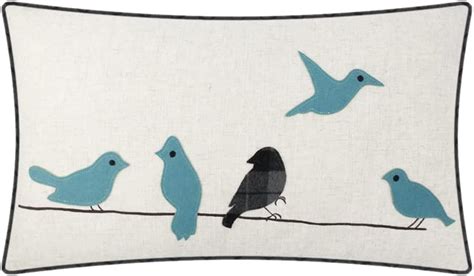 Jwh Bird Throw Pillow Cover Decorative Embroidery Accent
