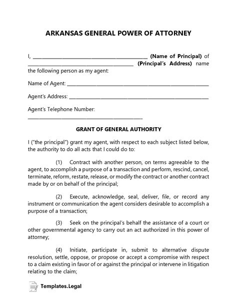 Arkansas Power Of Attorney Templates Free Word Pdf And Odt