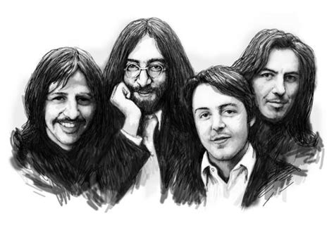 Beatles Blackwhite Drawing Sketch Poster Art Print By Kim Wang