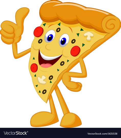 Happy Pizza Cartoon With Thumb Up Royalty Free Vector Image