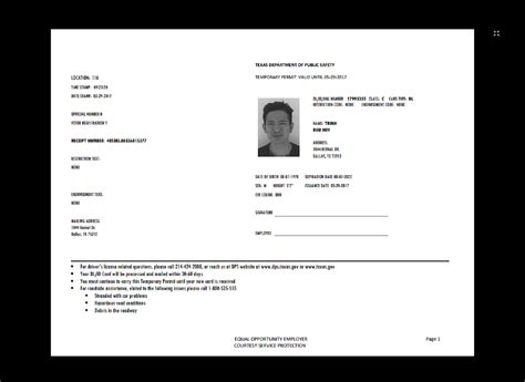 Many states will allow you to submit business once the application. Texas Temp Driver's Permit, Template, Printable, Temporary pertaining to Texas Id Card Template ...