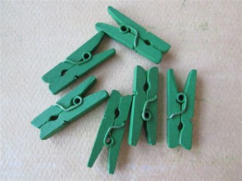 Mini Clothespins Green Wood Clothespins 12pcs Mini Etsy Wood