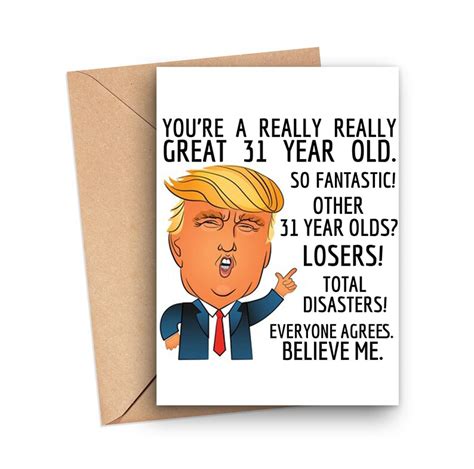 31st Birthday Card Funny 31st Birthday Card Trump 31 Year Etsy