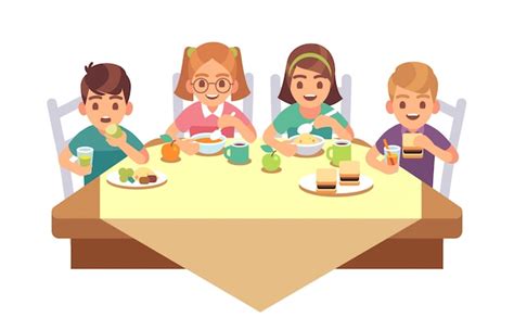 Les Enfants Mangent Ensemble Enfants Manger Dîner Café Restaurant