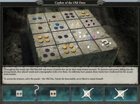 The outer circle (with shapes and symbols), the middle circle (plain circle with few colored lines) and the innermost circle (that one with a face or. Impossible Cypher of the Old Ones — Total War Forums