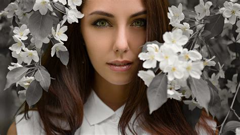 обои женщины лицо Сергей Жир портрет цветы 1920x1080 Motta123 1147242 красивые