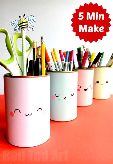Masking wait till everything is dry, place the pencil holder on your desk to keep your stationery in it. Kawaii Pencil Holder DIY Idea - Red Ted Art - Make ...
