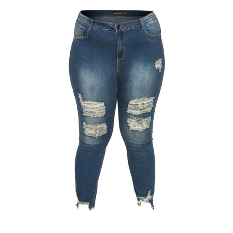 Cropped Skinny Tattered Plus Size Jeans Lazada Ph