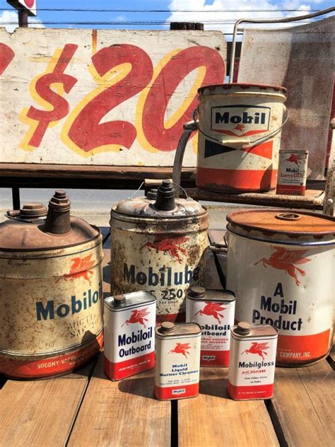 Vintage Mobil 5gl Motor Gasoil Can S916 2000toys Antique Mall