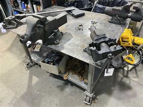 60x44x33 2 Tier Steel Welding Table On Casters