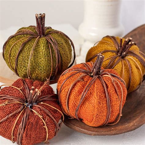 Burlap Pumpkin Set Pumpkins Fall And Thanksgiving Holiday Crafts