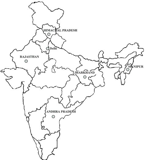 Outline Map Of India Showing The Geographical Locations Of The Sampled