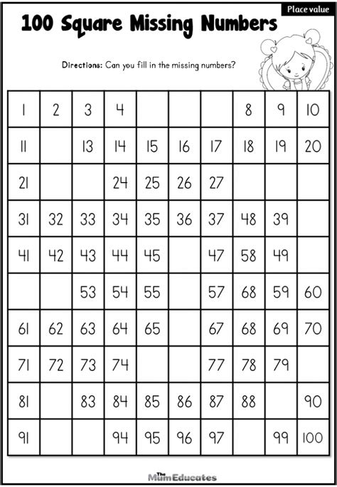 Free Hundred Number Square Worksheets The Mum Educates