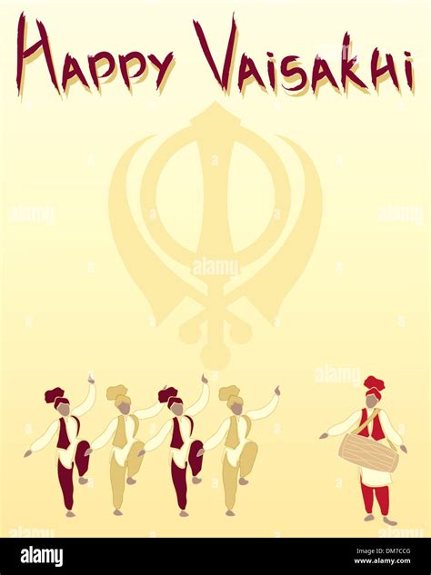An Illustration Of A Happy Vaisakhi Greeting Card With Sikh Symbol And