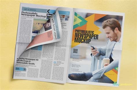 Ideal for catalogues and portfolios. 13 Photorealistic Newspapers & Advertising Mockups | ZippyPixels | Newspaper advertisement ...