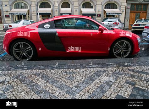 Red Luxury Car Prague Czech Republic Europa Stock Photo Alamy