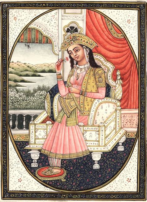 Mughal Miniature Painting Emperor Shah Jahan Empress Mumtaz Mahal Rare