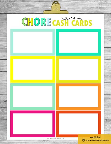 Chore Card Template For Your Needs