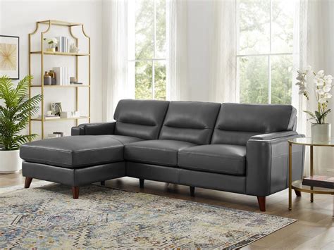 Amax Leather Miami Sectional Modern Sofa In Genuine Leather