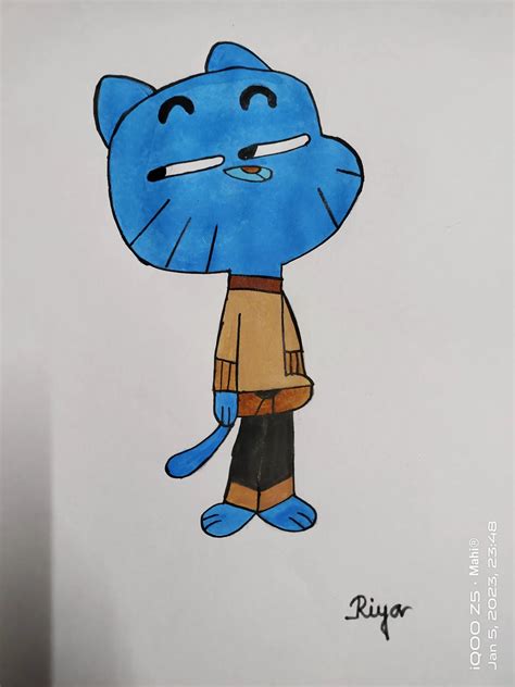 How To Draw Gumball Watterson Step 11 Drawings Cartoo