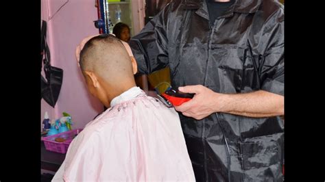 The induction cut is the army haircut that is given on the first day of boot camp. Woman long hair to military cut - YouTube