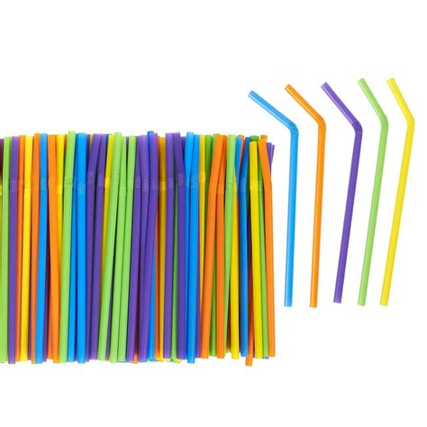 300 Count Bulk Smoothie Straws Bendy Straws Colorful Flexible
