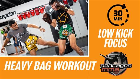 30 Minute Muay Thai Kickboxing Heavy Bag Workout Low Kick Focus 36