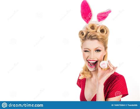 Easter Cards Model Dressed In Costume Bunny Pin Up Easter Pinup