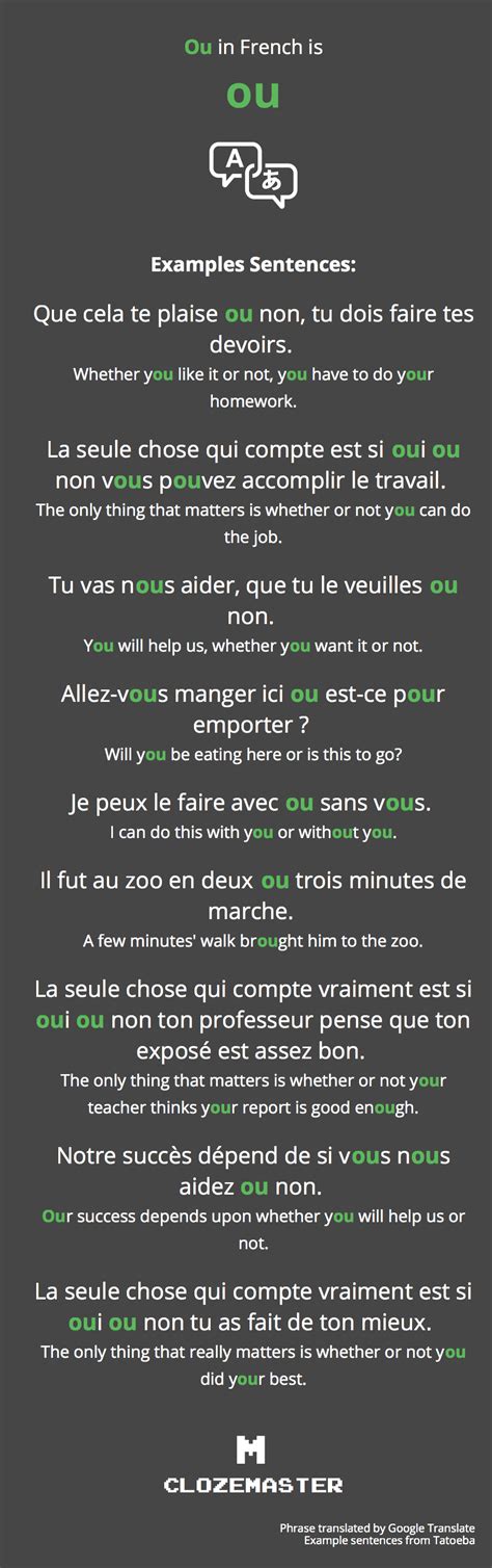 How To Say Ou In French Clozemaster